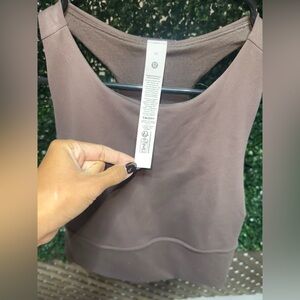Lululemon Logo Elastic Everlux Shelf Tank Top - Espresso/Bone